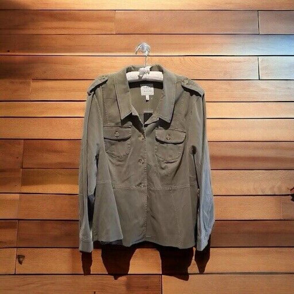 Torrid Women's 5X Plus Sz 28 Olive Green Button Up Peplum Twill Utility Jacket